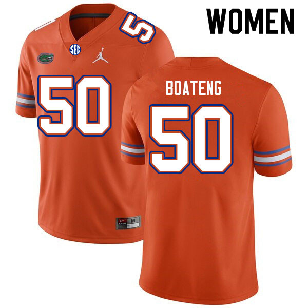 Women #50 Kaleb Boateng Florida Gators College Football Jerseys Sale-Orange